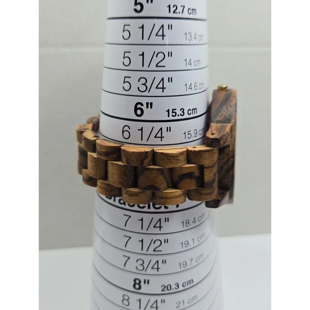 Mens Jord Frankie 45mm Zebrawood Champagne Swiss Quartz Watch New Battery